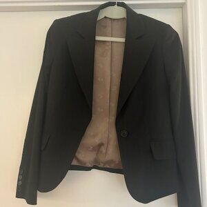 Black Single Button Blazer with Pockets